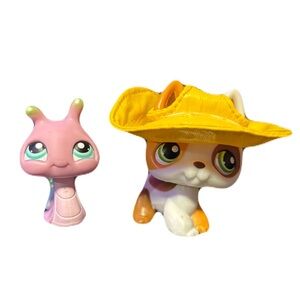 2004 Hasbro Littlest Pet Shop LPS Pet Pairs Snail & German Shepard #127 & #128